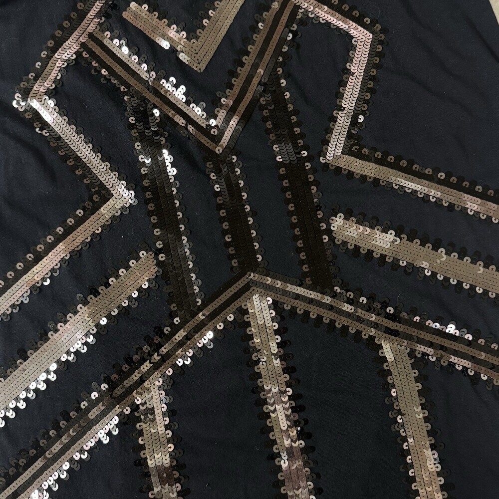 Garnet Hill Black Sequin Tunic Top Sleeveless Geometric‎ Sparkle Cotton M - Picture 5 of 10